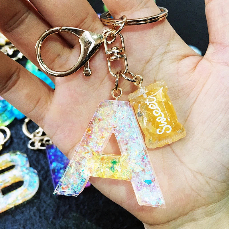 DIY sweet tassel shinny glitter stars gold foil crystal drops lettes candy keychain bag charms