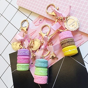 Korean Macarons Cake Kawaii Keychain Fashion Bag Pendant Keychains for Girls