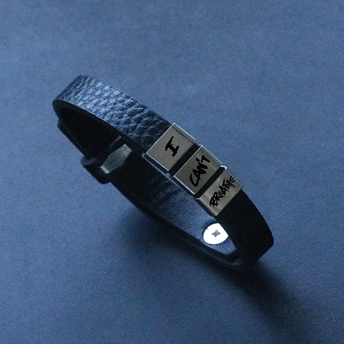 Adjustable I CAN'T BREATHE Leather Bracelet Black Lives Matter Stainless Steel Bracelet