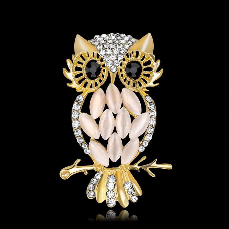 Wholesale Fantasy Owl Fashion Brooches Crystal Safety Pin Brooch