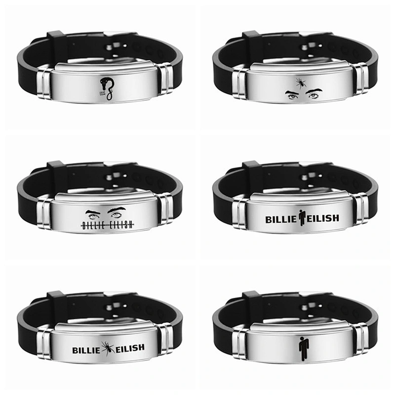 Billie Eilish Stainless Steel Silver Bracelet Silicone Genius Girl Bracelet Custom