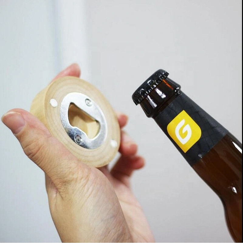 wooden stainless steel bottle opener custom logo