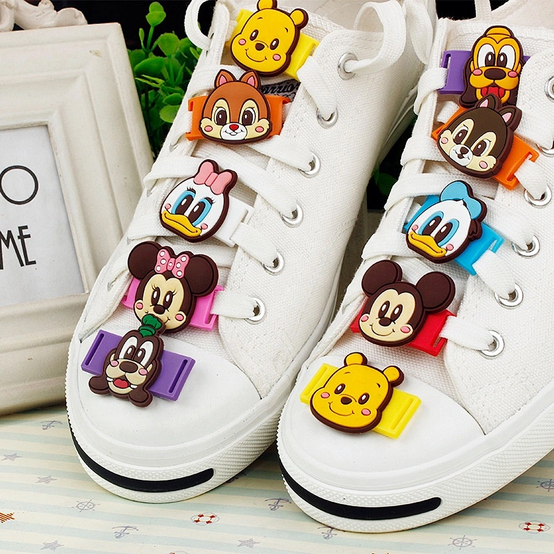 Cute cartoon sesame street bear cat rabbit totoro canvas shoe lace buckle pvc patches