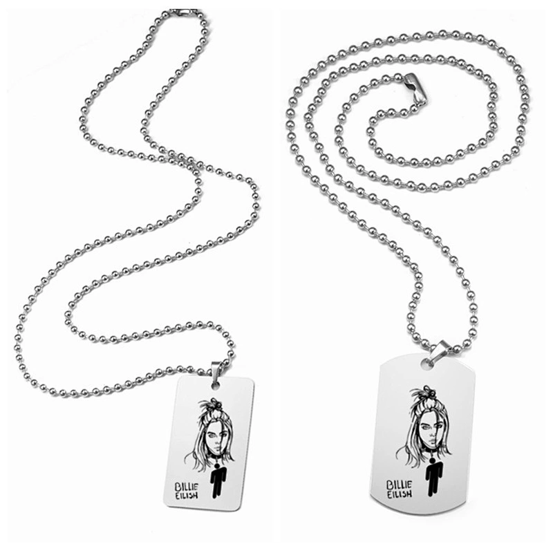 Rapper Billie Eilish Stainless Steel Women Pendant Necklace Tag
