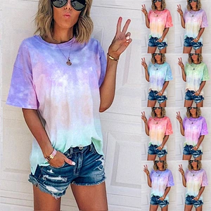 Tie Dye T Shirt Gradient Printed Loose Women's Plus Size T-shirts
