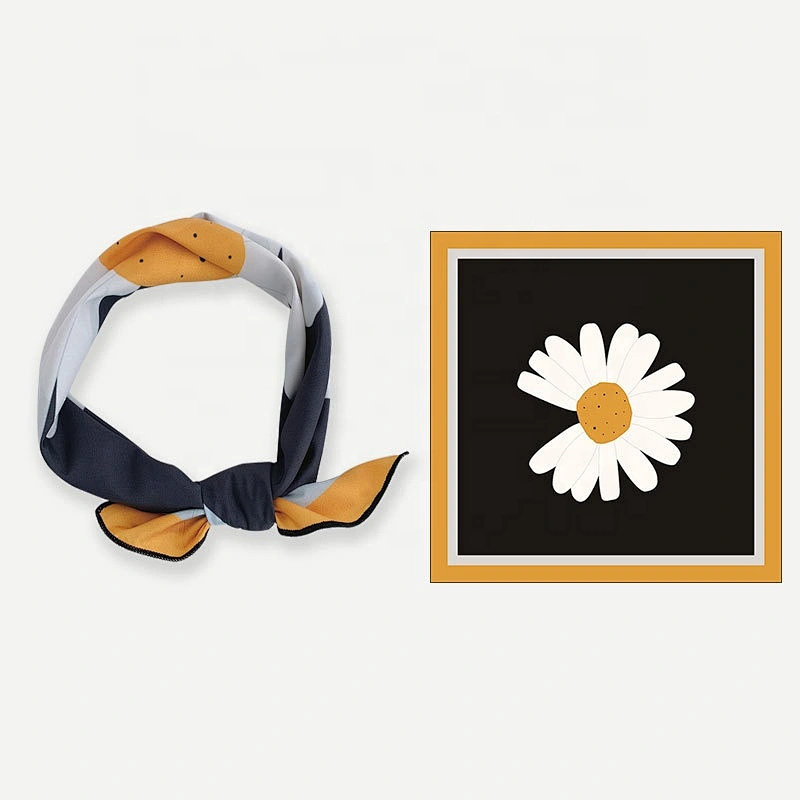 Hot seling popular in Korea little Daisy bandana women scarf silk scarves
