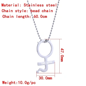 Hot Sale European and American Punk Style SHE DEVIL Pendant Stainless Steel INTERNET GIRL Necklace