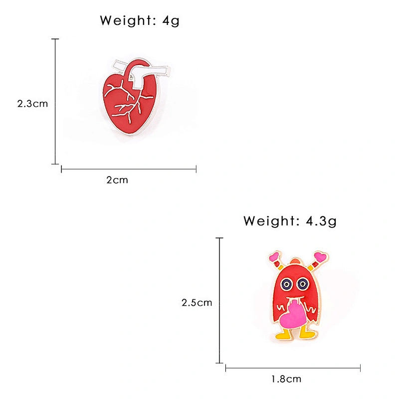 Human Organ Lapel Pin Custom Brooch Cartoon Heart Enamel Lapel Pins Badge