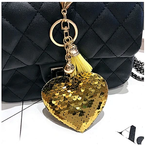 Colorful Reflective Sequin Love Keychain Heart Tassel Keychain Pendant