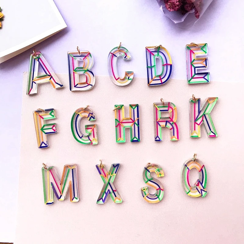 Creative Colorful 26 Letters Keychains Acrylic Keychain