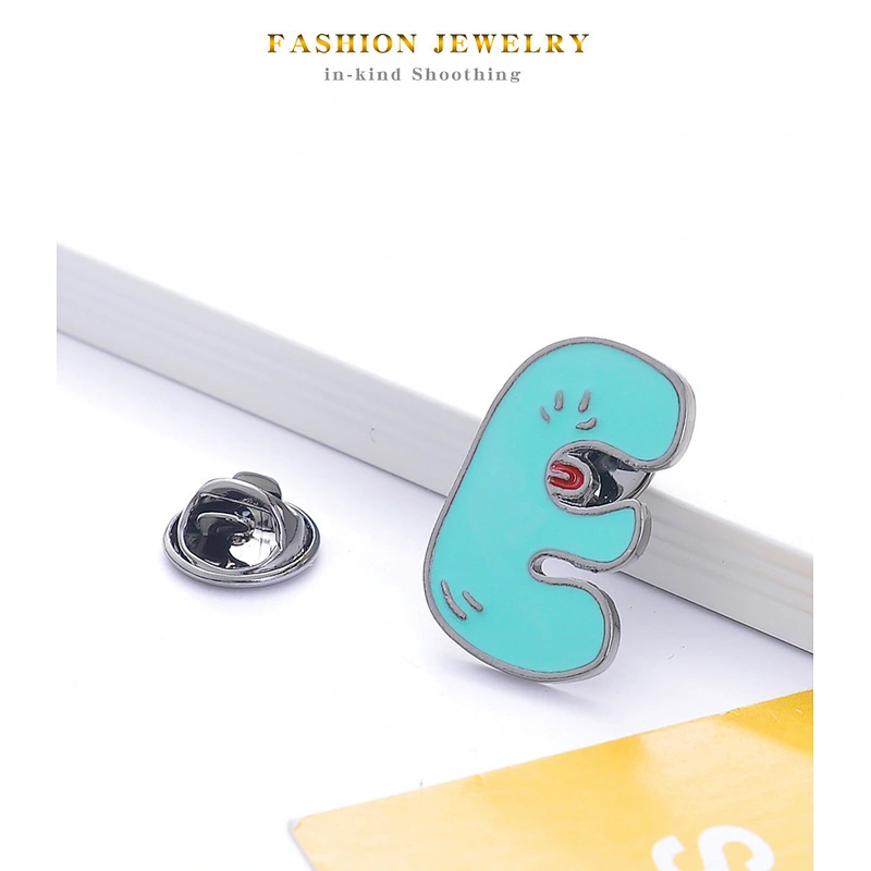 New Products Cute 24 English Alphabet Pins Enamel Pins Soft Lapel Pin Custom