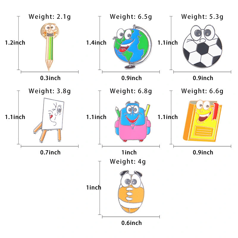 Cartoon School Supplies Lapel Pin Brooch Football Pins Enamel Custom