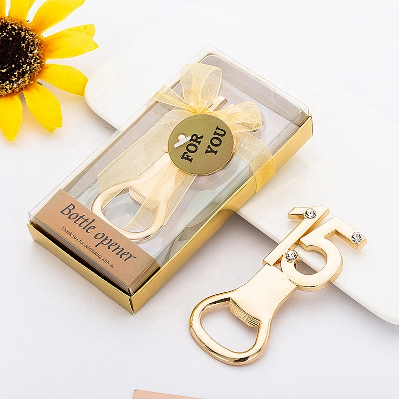 15 years anniversary wedding gifts gold diamond metal bottle opener