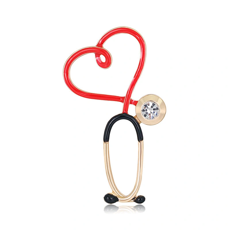 Fashion Heart Shape Medical Brooch Stethoscope Women Brooch