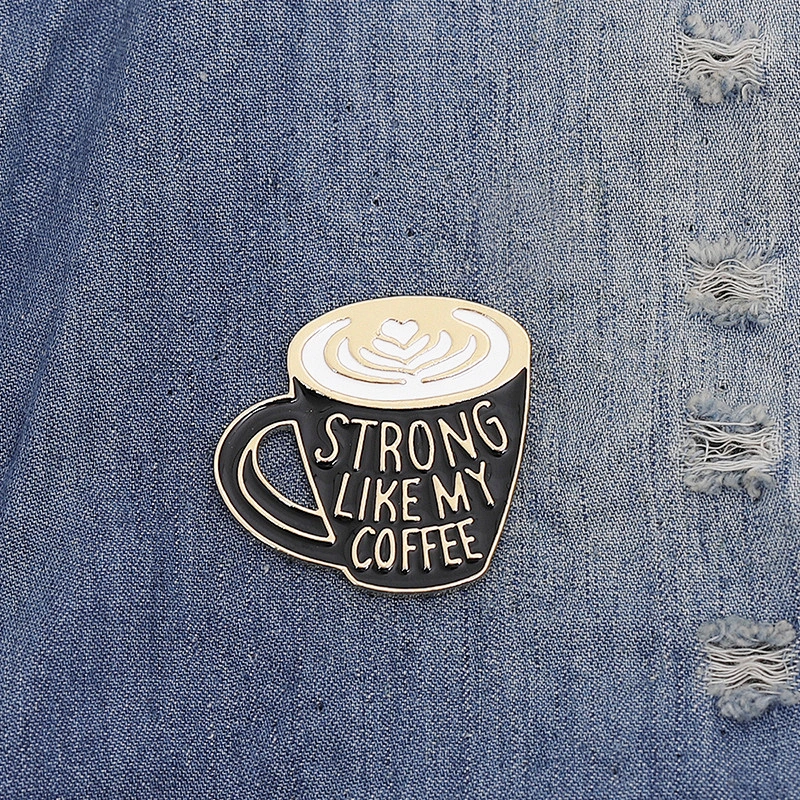 Gold Metal Black Pins Coffee Cup Soft Enamel Pin Coffee