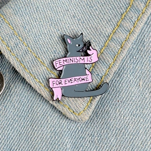 Cute feminism feminist for everyone cute kitty cat pin lapel pins