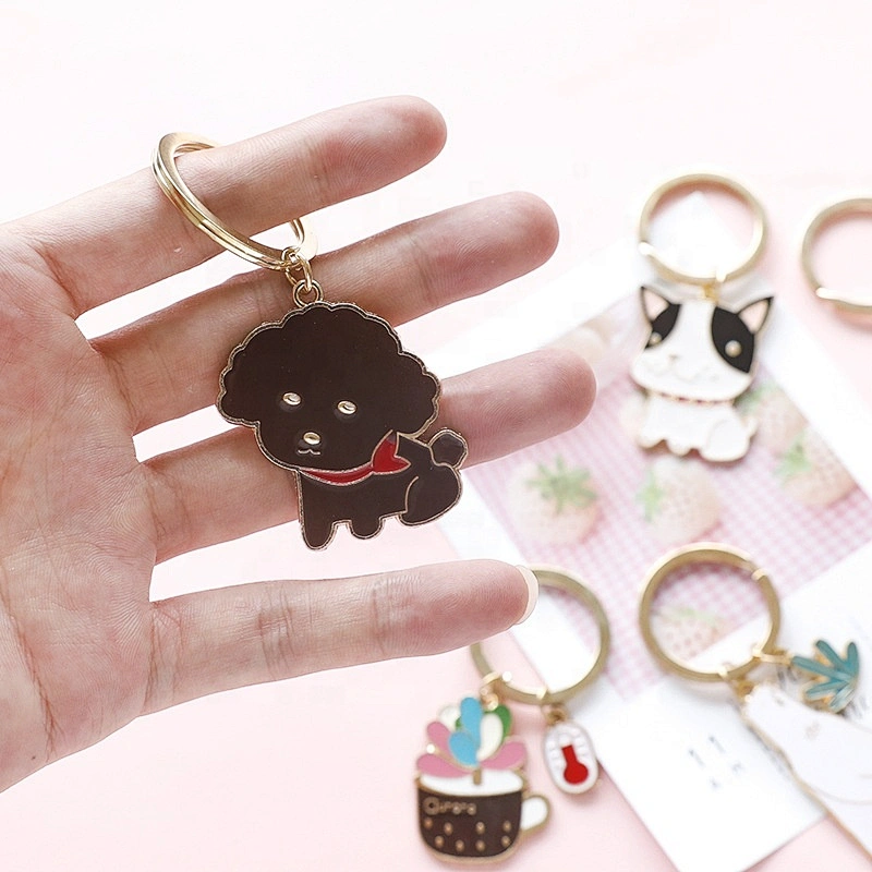 Metal soft enamel plant cute cat cactus keychains custom