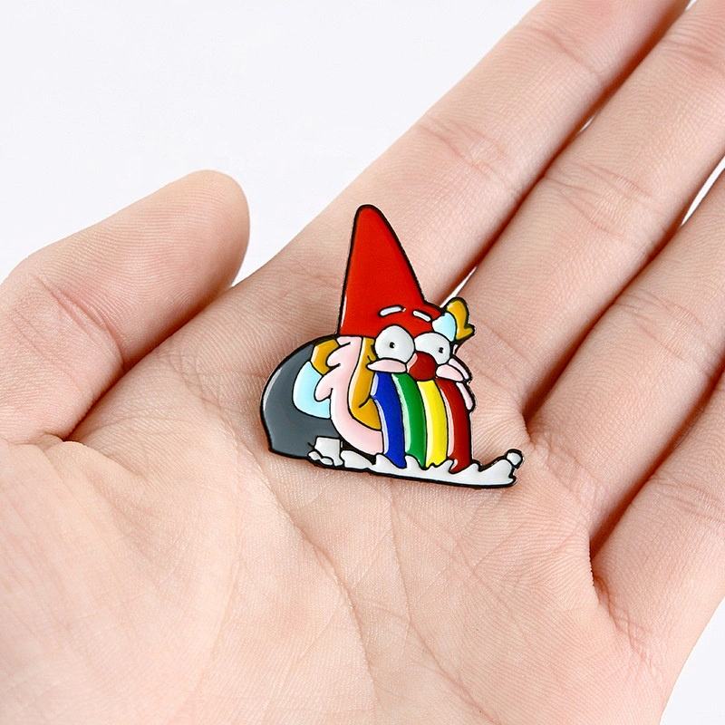 Cartoon children rainbow dwarf old man soft enamel badge lapel pin