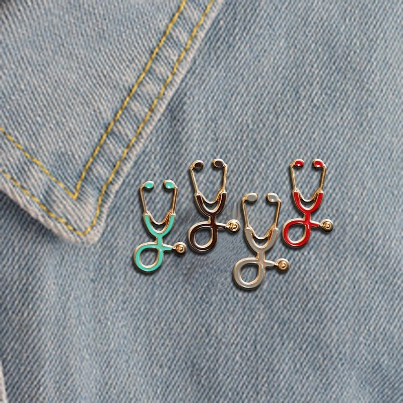 cheap wholesale 9 colors medical doctor stethoscope pins lapel pin