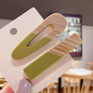 Korean Fashion Wood Grain Women Hair Clip Accessories Simple Jelly Color Geometric Girls Hair Clip Wholesale