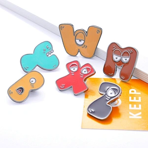 New Products Cute 24 English Alphabet Pins Enamel Pins Soft Lapel Pin Custom