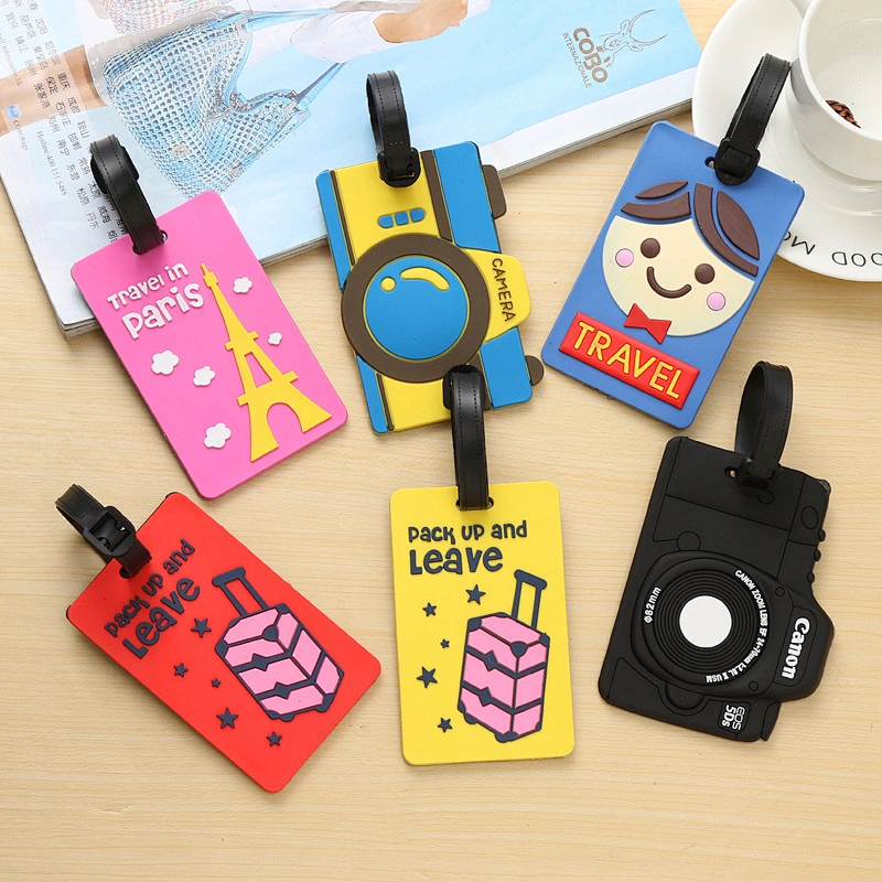 New Cartoon Camera Silicone Luggage Tag Personality Soft PVC Luggage Travel Tags Custom
