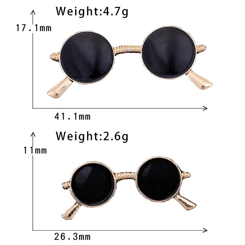 Fashion Retro Black Glasses Brooch Bag Clothing Accessories Custom Enamel Lapel Pin Metal Badge