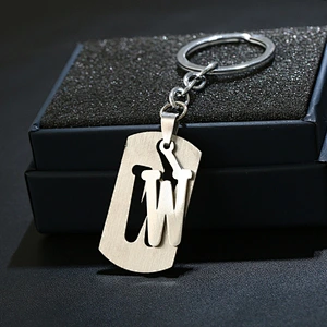 Hot Sale Stainless Steel Keychains 26 Letter Keychain Pendant