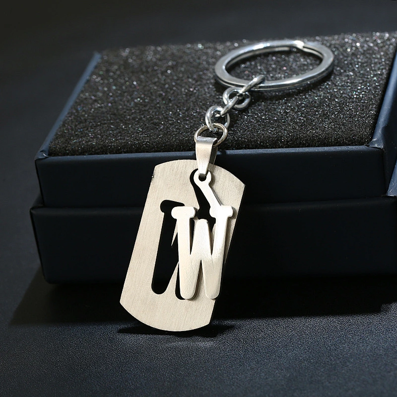 Hot Sale Stainless Steel Keychains 26 Letter Keychain Pendant