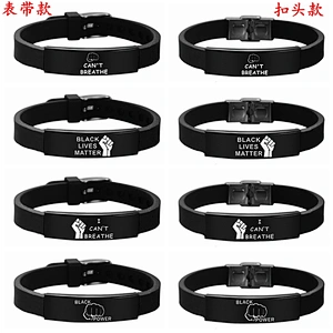 I CAN'T BREATHE Protest Power Stainless Steel Silicone Bracelet Black Lives Matter Engraved Bracelet Women