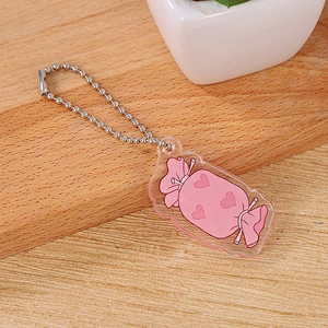 Cute Bead Chain Egg Lipstick Cake Clear Acrylic keychain China