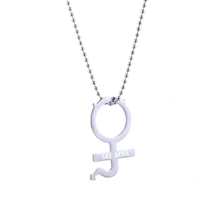 Hot Sale European and American Punk Style SHE DEVIL Pendant Stainless Steel INTERNET GIRL Necklace
