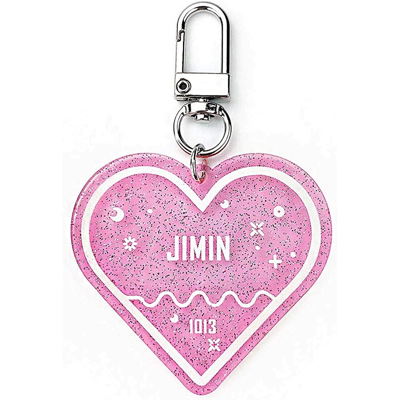 Transparent acrylic keychain glitter heart shape acrylic keyring