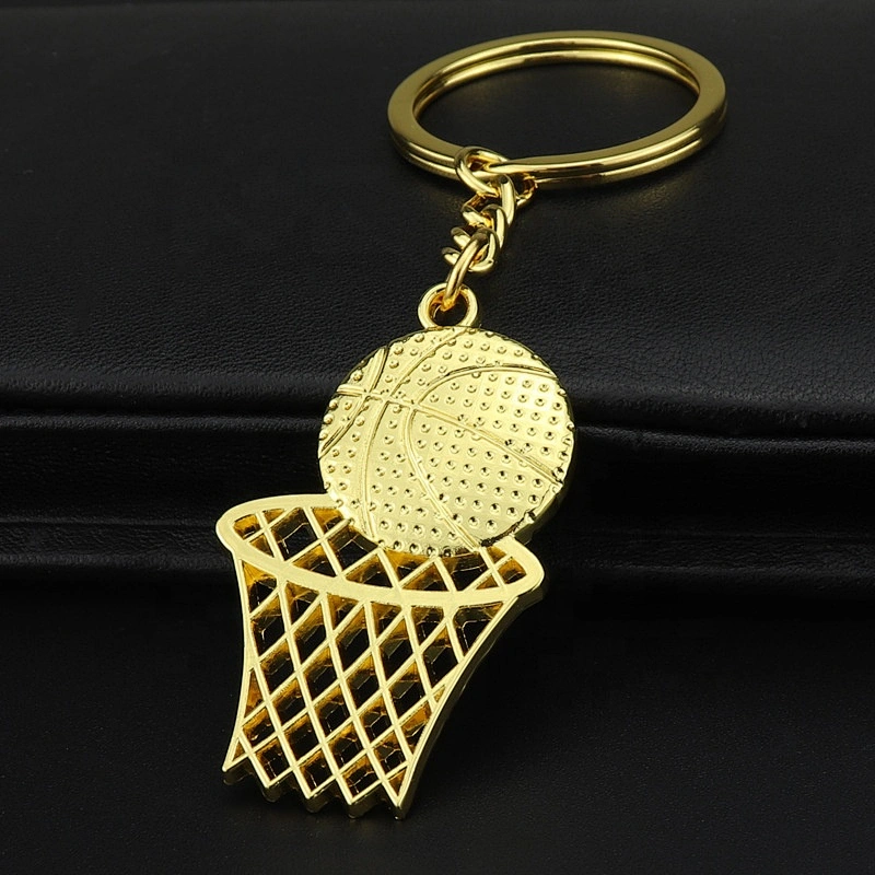3D embossed basketball hallowed basket metal keychain