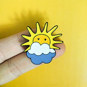 Sunny day sunshine with white blue clouds enamel lapel pins
