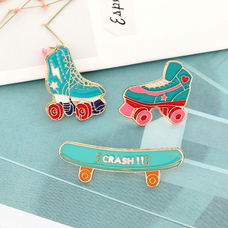 New Creative Design Roller Skates Lapel Brooch Scooter Custom Enamel Pin Sport