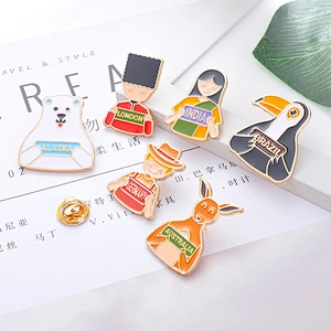 Cute Toucan White Bear Kangaroo Girl Pins Enamel Brooch Metal Enamel Pin Badge Custom