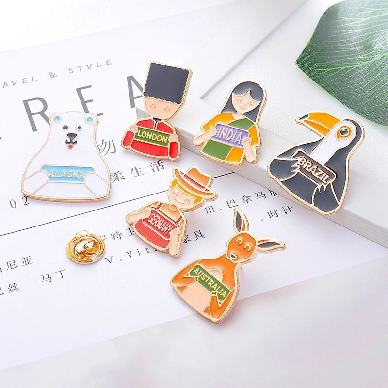 Cute Toucan White Bear Kangaroo Girl Pins Enamel Brooch Metal Enamel Pin Badge Custom