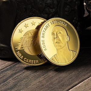 Gold metal souvenir challenge coin of Kobe Bryant