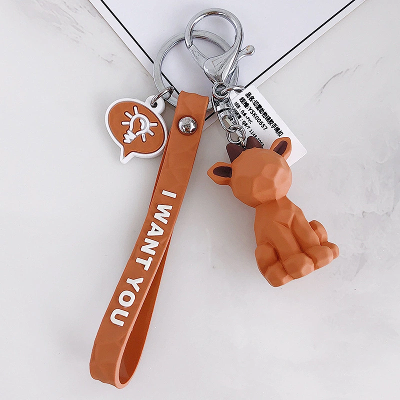 Korean Creative Geometric Cut Face Small Animals Keychain Dinosaur Cat Keychains