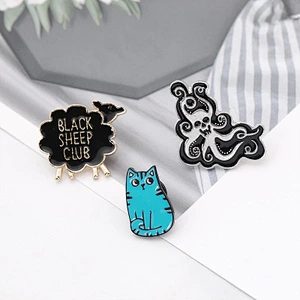 Black Sheep Cat Octopus Animal Lapel Enamel Pin