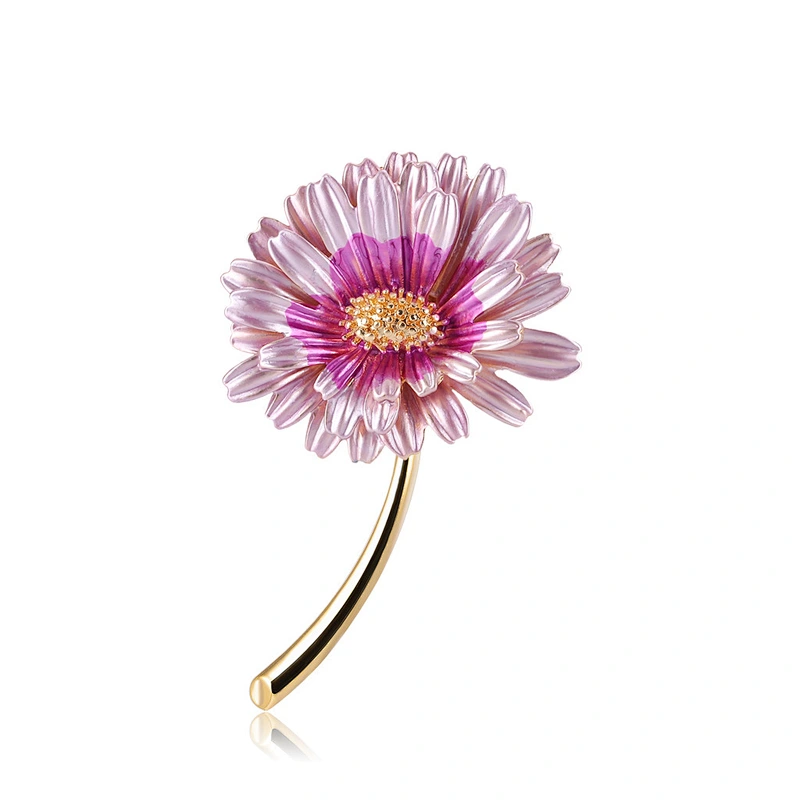 Cute Alloy 3D Flower Brooch with Safety Pin for Women