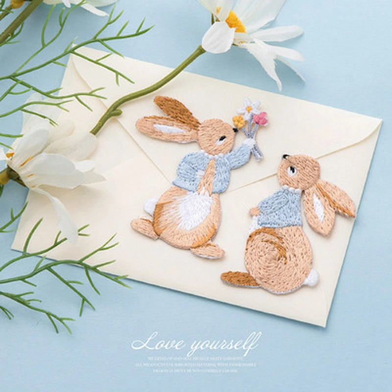 Three Styles Rabbit Patch Clothes Iron on Embroidery Patch Custom