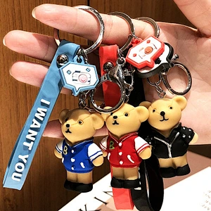 Korea Cute Four Color Bear PVC Silicone  Keychain Bag Pendant Cartoons Keychains
