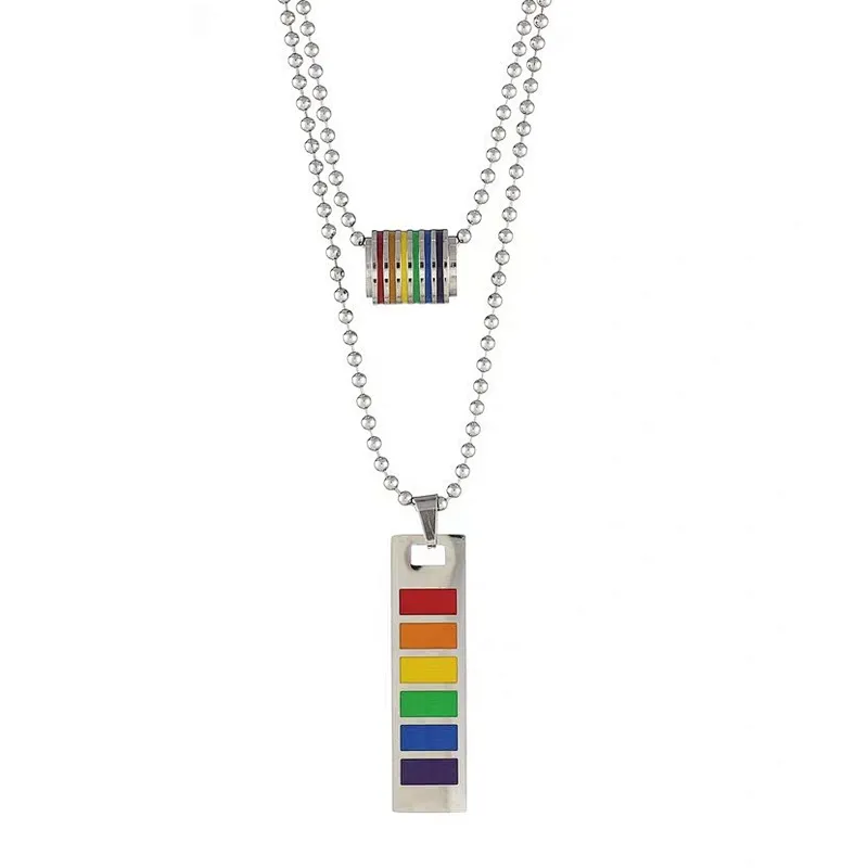 Hip hop style Rainbow lovers metal necklace