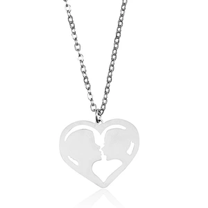 Stainless Steel Heart Necklace Couple Valentine Gift Silver Gold Necklace Pendant