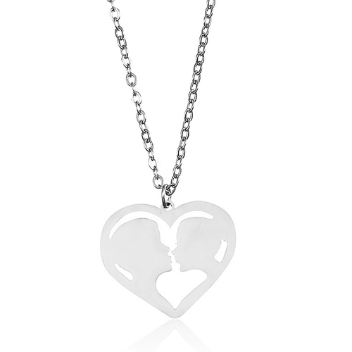 Stainless Steel Heart Necklace Couple Valentine Gift Silver Gold Necklace Pendant