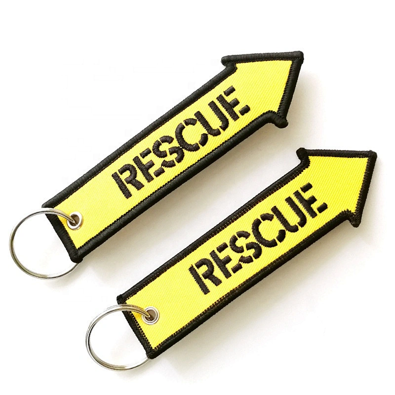 high quality embroidery custom woven label keychain