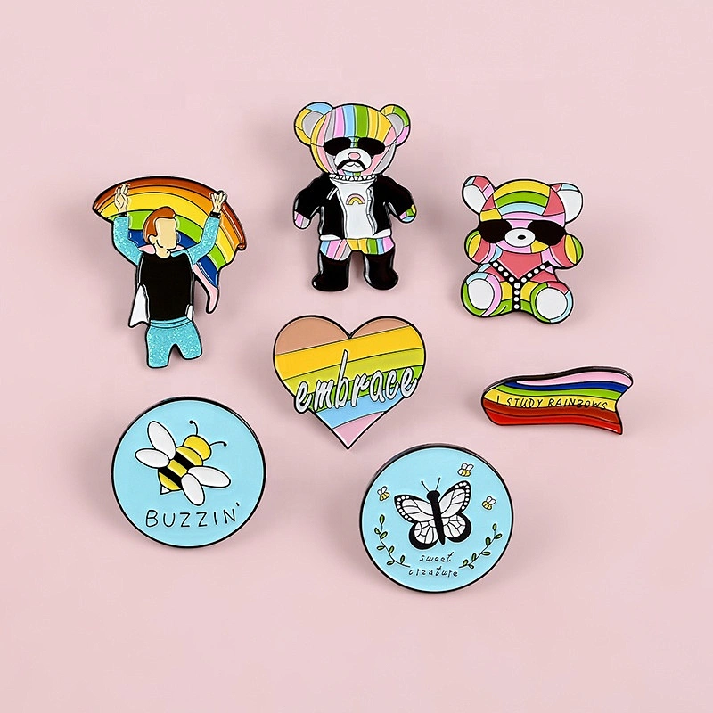 rainbow butterfly heart ribbon flag lapel pins