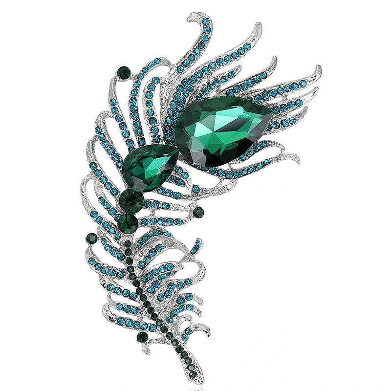 Europe and the United States Crystal Trendy Peacock Feather Rhinestone Brooch Coat Accessories